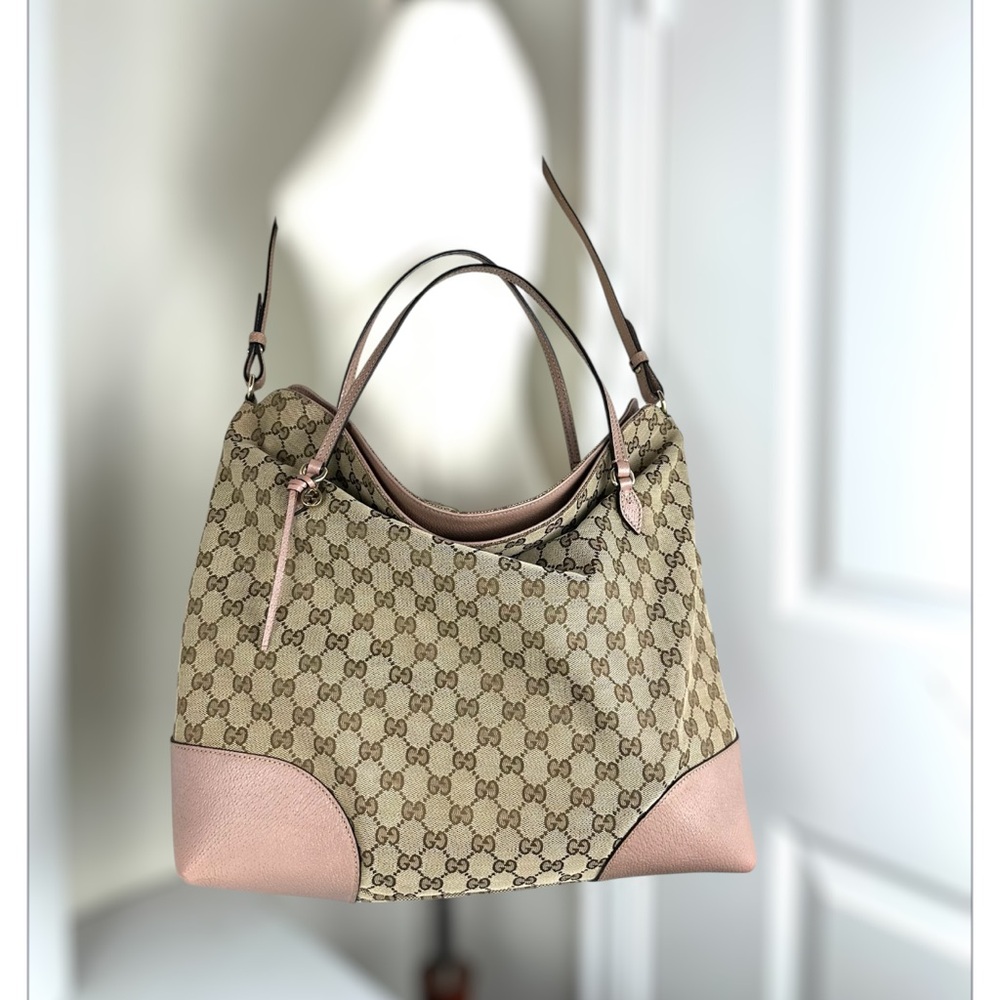 GUCCI LOGO CANVAS JUMBO HOBO 2 WAY BAG ORIGINAL STRAP - Picture 8 of 14